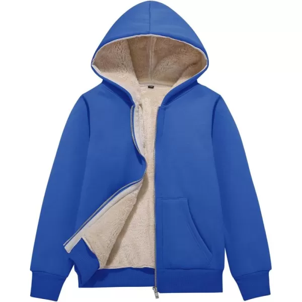 Flygo Unisex Boys Girls Fleece Jacket Hoodie Sherpa Lined Zip Up Hooded Sweatshirt Kids Winter Jackets