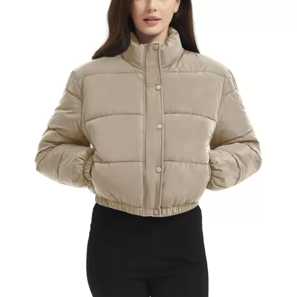 Flygo Women Cropped Puffer Jacket Cardigan Floral Printed Quilted Coats Lightweight Open Front Crop Padded Down Jackets