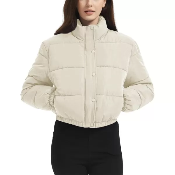 Flygo Women Cropped Puffer Jacket Cardigan Floral Printed Quilted Coats Lightweight Open Front Crop Padded Down Jackets