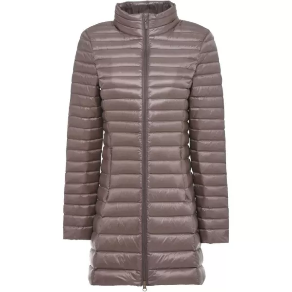 Flygo Women's Lightweight Stand Collar Mid Long Down Coat Puffer Jacket