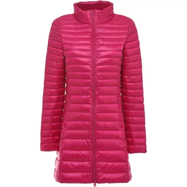 Flygo Women's Lightweight Stand Collar Mid Long Down Coat Puffer Jacket