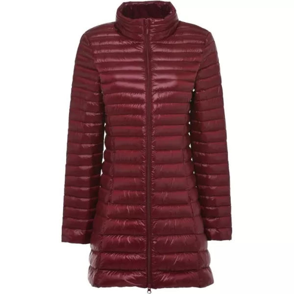 Flygo Women's Lightweight Stand Collar Mid Long Down Coat Puffer Jacket