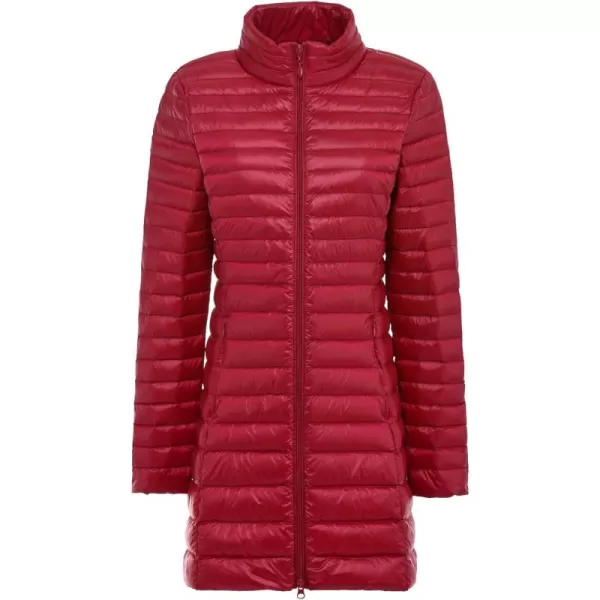 Flygo Women's Lightweight Stand Collar Mid Long Down Coat Puffer Jacket