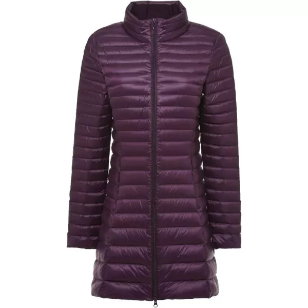 Flygo Women's Lightweight Stand Collar Mid Long Down Coat Puffer Jacket