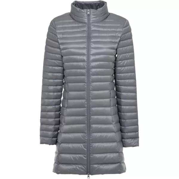 Flygo Women's Lightweight Stand Collar Mid Long Down Coat Puffer Jacket