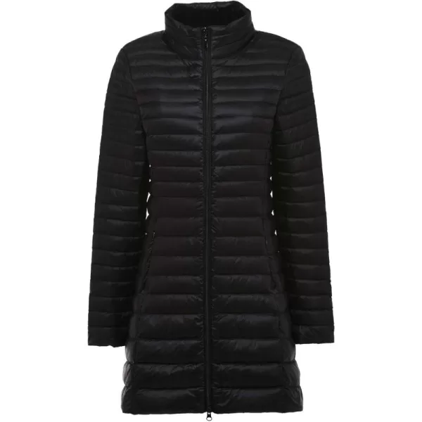 Flygo Women's Lightweight Stand Collar Mid Long Down Coat Puffer Jacket