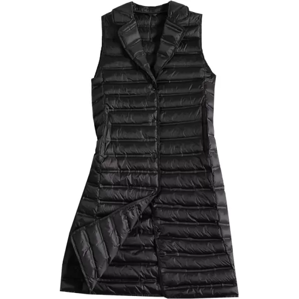Flygo Women's Mid Long Down Vest Lightweight Padded Quilted Puffer Jacket Outwear