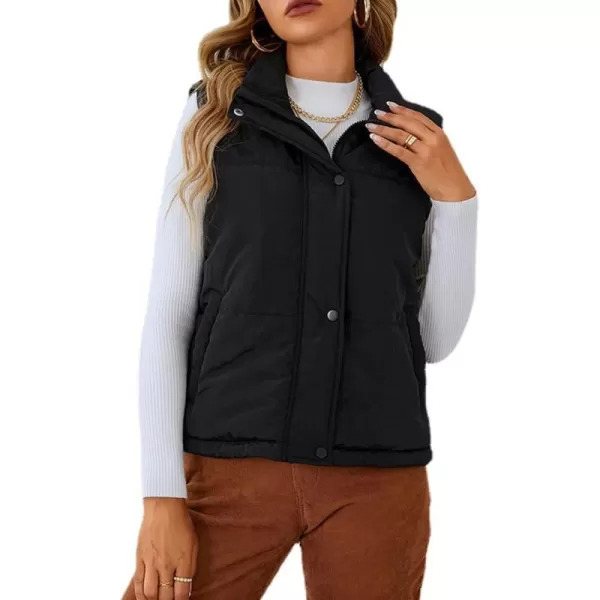 Flygo Womens Puffer Vest Winter Warm Outerwear Sleeveless Down Quilted Padding Gilet With Pockets