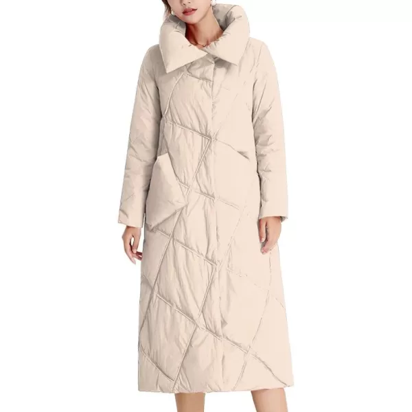 Flygo Women's Thickened Diamond Quilted Puffer Jacket Winter Maxi Long Down Coat