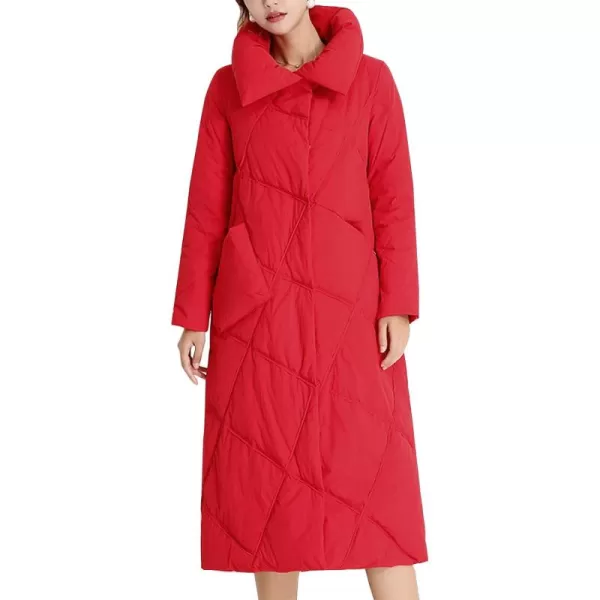 Flygo Women's Thickened Diamond Quilted Puffer Jacket Winter Maxi Long Down Coat