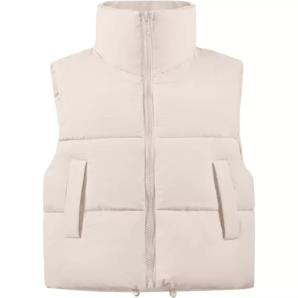 Flygo Women's Winter Crop Vest Sleeveless Quilted Puffer Vest Padded Gilet Jacket Warm Outerwear Pockets