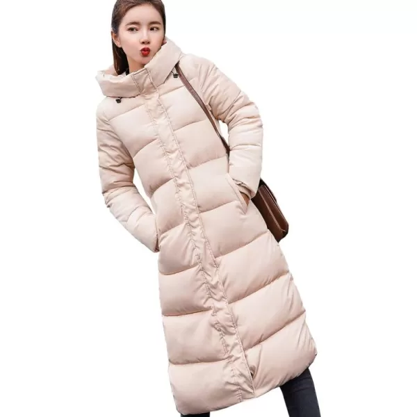 Flygo Women's Winter Long Add Down Quilted Coat Hooded Puffer Jacket