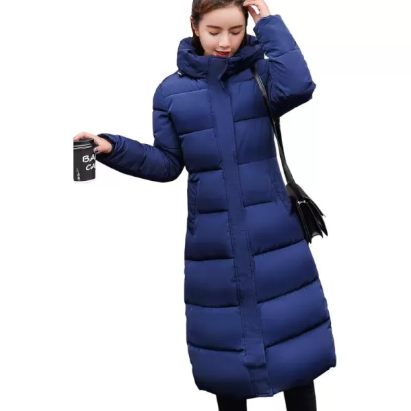 Flygo Women's Winter Long Add Down Quilted Coat Hooded Puffer Jacket
