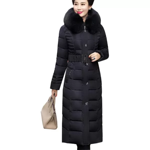 Flygo Women's Winter Warm Faux Fur Hooded Down Coat Parka Outcoat Puffer Jacket