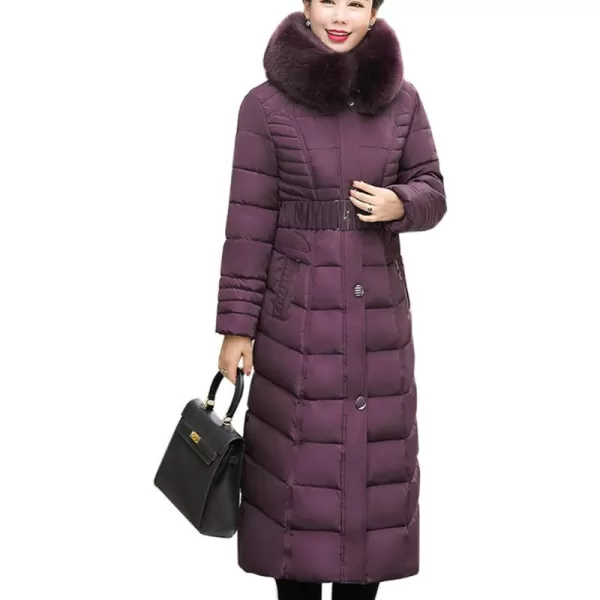 Flygo Women's Winter Warm Faux Fur Hooded Down Coat Parka Outcoat Puffer Jacket