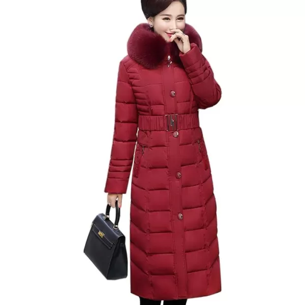 Flygo Women's Winter Warm Faux Fur Hooded Down Coat Parka Outcoat Puffer Jacket