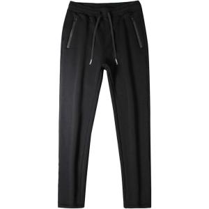 imageFlygo Mens Winter Casual Thicken Fleece Sherpa Lined Elastic Drawstring Pants Athletic Jogger TrousersBlackstraight