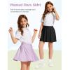 imageFlygo 2 Pack Girls Skirts Mini Skorts Pleated Flare High Waist Athletic Tennis Uniform Skirt Built in Shorts with PocketsBlacklightpurple