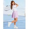 imageFlygo 2 Pack Girls Skirts Mini Skorts Pleated Flare High Waist Athletic Tennis Uniform Skirt Built in Shorts with PocketsBlacklightpurple