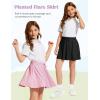imageFlygo 2 Pack Girls Skirts Mini Skorts Pleated Flare High Waist Athletic Tennis Uniform Skirt Built in Shorts with PocketsBlackpink