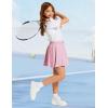 imageFlygo 2 Pack Girls Skirts Mini Skorts Pleated Flare High Waist Athletic Tennis Uniform Skirt Built in Shorts with PocketsNavypink