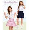 imageFlygo 2 Pack Girls Skirts Mini Skorts Pleated Flare High Waist Athletic Tennis Uniform Skirt Built in Shorts with PocketsNavypink