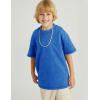 imageFlygo Boys Girls Cotton TShirts Kids Acid Wash Tshirt Summer Unisex Casual Short Sleeve Loose Basic Tee TopBlue