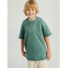 imageFlygo Boys Girls Cotton TShirts Kids Acid Wash Tshirt Summer Unisex Casual Short Sleeve Loose Basic Tee TopGreen