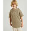 imageFlygo Boys Girls Cotton TShirts Kids Acid Wash Tshirt Summer Unisex Casual Short Sleeve Loose Basic Tee TopKhaki