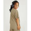 imageFlygo Boys Girls Cotton TShirts Kids Acid Wash Tshirt Summer Unisex Casual Short Sleeve Loose Basic Tee TopKhaki