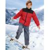 imageFlygo Boys Girls Puffer Jacket Kids Winter Coat WaterResistant Warm Colorblock Quilted Bubble Puffy Jackets CoatsRed