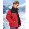 imageFlygo Boys Girls Puffer Jacket Kids Winter Coat WaterResistant Warm Colorblock Quilted Bubble Puffy Jackets CoatsRed