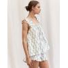 imageFlygo Floral Pajama Set for Women 2 Piece Lounge Set Ruffle Cami Top and Shorts Pj Set SleepwearLight Blue