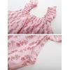 imageFlygo Floral Pajama Set for Women 2 Piece Lounge Set Ruffle Cami Top and Shorts Pj Set SleepwearRose