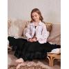 imageFlygo Girls Tulle Skirt ALine Long Ruffle Tiered Mesh Tutu Skirt Maxi High Elastic Waist Pleated Layered SkirtsBlack