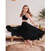 imageFlygo Girls Tulle Skirt ALine Long Ruffle Tiered Mesh Tutu Skirt Maxi High Elastic Waist Pleated Layered SkirtsBlack
