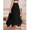 imageFlygo Girls Tulle Skirt ALine Long Ruffle Tiered Mesh Tutu Skirt Maxi High Elastic Waist Pleated Layered SkirtsBlack