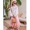 imageFlygo Girls Tulle Skirt ALine Long Ruffle Tiered Mesh Tutu Skirt Maxi High Elastic Waist Pleated Layered SkirtsLightpink