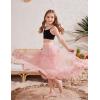 imageFlygo Girls Tulle Skirt ALine Long Ruffle Tiered Mesh Tutu Skirt Maxi High Elastic Waist Pleated Layered SkirtsLightpink