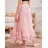 imageFlygo Girls Tulle Skirt ALine Long Ruffle Tiered Mesh Tutu Skirt Maxi High Elastic Waist Pleated Layered SkirtsLightpink