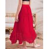 imageFlygo Girls Tulle Skirt ALine Long Ruffle Tiered Mesh Tutu Skirt Maxi High Elastic Waist Pleated Layered SkirtsRed