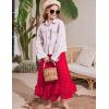 imageFlygo Girls Tulle Skirt ALine Long Ruffle Tiered Mesh Tutu Skirt Maxi High Elastic Waist Pleated Layered SkirtsRed