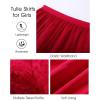 imageFlygo Girls Tulle Skirt ALine Long Ruffle Tiered Mesh Tutu Skirt Maxi High Elastic Waist Pleated Layered SkirtsRed