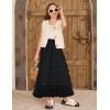 imageFlygo Tulle Skirts for Girls Long Tutu Skirt A Line Layered Ruffle Tiered Mesh Maxi Skirt Petticoat 514 YearsBlack