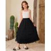 imageFlygo Tulle Skirts for Girls Long Tutu Skirt A Line Layered Ruffle Tiered Mesh Maxi Skirt Petticoat 514 YearsBlack