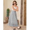 imageFlygo Tulle Skirts for Girls Long Tutu Skirt A Line Layered Ruffle Tiered Mesh Maxi Skirt Petticoat 514 YearsGrey