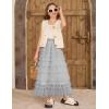 imageFlygo Tulle Skirts for Girls Long Tutu Skirt A Line Layered Ruffle Tiered Mesh Maxi Skirt Petticoat 514 YearsGrey