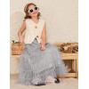 imageFlygo Tulle Skirts for Girls Long Tutu Skirt A Line Layered Ruffle Tiered Mesh Maxi Skirt Petticoat 514 YearsGrey