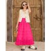 imageFlygo Tulle Skirts for Girls Long Tutu Skirt A Line Layered Ruffle Tiered Mesh Maxi Skirt Petticoat 514 YearsHotpink