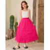 imageFlygo Tulle Skirts for Girls Long Tutu Skirt A Line Layered Ruffle Tiered Mesh Maxi Skirt Petticoat 514 YearsHotpink